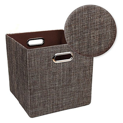 Posprica Storage Bins Cube Containers Boxes,Thick and Heavy Duty Fabric Drawers, 11×11 inch- Set of 4,Brown - color: Brown, size: 11×11×11/4pcs