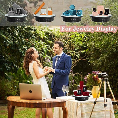 JAYEGT 3 in 1 Rotating Display Stand with 5.74/7.08/8.66 inch Replacement Mirror Cover，22lbs Load , 360 Degree Electronic Turntable for Photography Products Display (Mirror/3 in1 / Black/ Remote Control) - color: Black