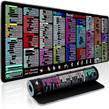 Excel Cheat Sheet Desk Pad (2026 Pro) — 231+ Shortcuts Mouse Pad for Keyboard and Mouse, XXL Waterproof Non-Slip Desk Mat for Office, Home, Gaming, Data Analysis, 31.5 x 11.8 in - color: Excel