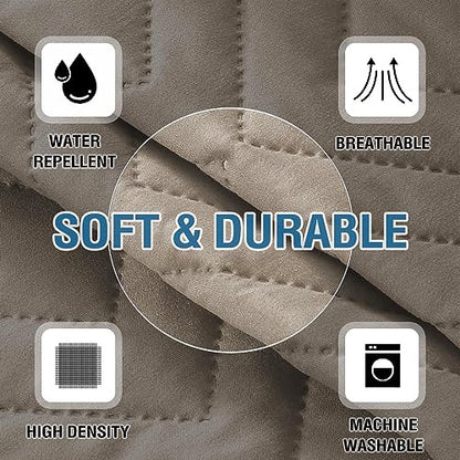 H.VERSAILTEX Armrest Covers for Sofa Water Resistant Couch Arm Covers Remote Control Holder Sofa Armrest Organizer for Magazine, Tablet, Phone, iPad(Set of 2, Khaki/Beige) - color: Double Diamond-khaki/Beige