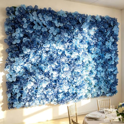 Efavormart Dusty Blue UV Protected Hydrangea Flower Wall Mat Backdrop 4 Artificial Panels 11 Sq ft. - color: Dusty Blue