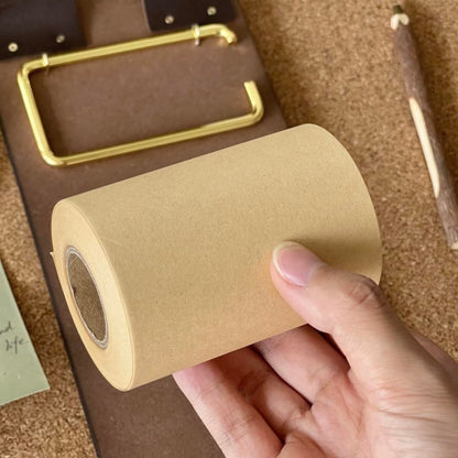 Retro Wall Mounted Memo Board with 1 Natural Kraft Paper Roll – Rustic Clipboard Notepad, Tearable Writing Pad for Notes, Menu, Kitchen, Café and Home Office Decoration - style: Natural Kraft Board + 1 Roll