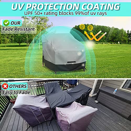 Patio Swivel Chair Cover Waterproof 2 Pack, 600D Heavy Duty Outdoor Furniture Covers for Universal Lawn/Deck/Garden/Backyard Fits up 36" W*37" D*36" H, Gray/Black - size: 36"W x 37"D x 36"H - 2Pack