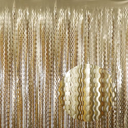 GOER Metallic Tinsel Foil Fringe Curtains Party Photo Backdrop Party Streamers for Birthday,Graduation,New Year Eve Decorations Wedding Decor (Champagne Gold,1 Pack) - color: Champagne Gold, size: 1 Pack