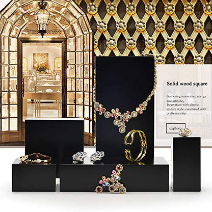 Oirlv Solid Wood Minimalism Style Jewelry Display Stand Showcase Jewelry Organizer Black Square Holder (SM05304) - color: SM05304