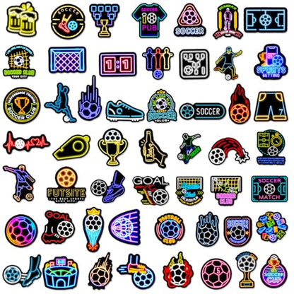 50 PCS Neon Soccer Stickers for Scrapbooking, Retro Football Decals for Journaling Planner, Waterproof Vinyl Sport Stickers for Water Bottle Laptop Phone DIY Crafts - style: A8