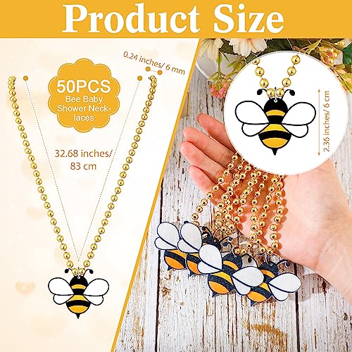 Roowest 51 Pcs Don't Say Baby Shower Game Bee Baby Game Sign Wooden Baby Shower Table Decor 50 Bee Felt Necklaces Bee Shape Necklaces for Baby Shower Winner Prizes Gender Reveal Party Favors
