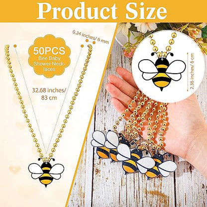 Roowest 51 Pcs Don't Say Baby Shower Game Bee Baby Game Sign Wooden Baby Shower Table Decor 50 Bee Felt Necklaces Bee Shape Necklaces for Baby Shower Winner Prizes Gender Reveal Party Favors