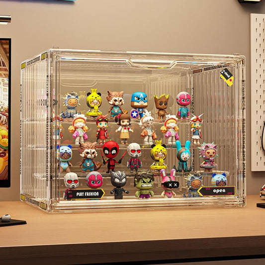 BOHOIDEE 4 Tiers Clear Display Case for Figures, Acrylic Storage Organizers Box with Magnetic Door, Large Dustproof Showcase for Collectibles Action Figure - size: Tabletop Large