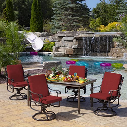 Arden Outdoor Midback Chair Cushion, 18 x 16.5, Water Repellent, Fade Resistant 18 x 16.5, Ruby Red Leala - color: Ruby Red Leala