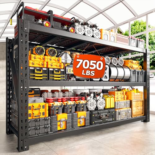 Bepatio 7050LBS Heavy Duty Garage Shelving,68''W Storage Shelves Metal Shelving Unit, 3 Tier Shelf,Adjustable Industrial Shelving for Warehouse Commercial Storage Rack,68''Wx23.7''Dx66''H - size: 68"W x 23.7"D x 66"H, 3-Tier