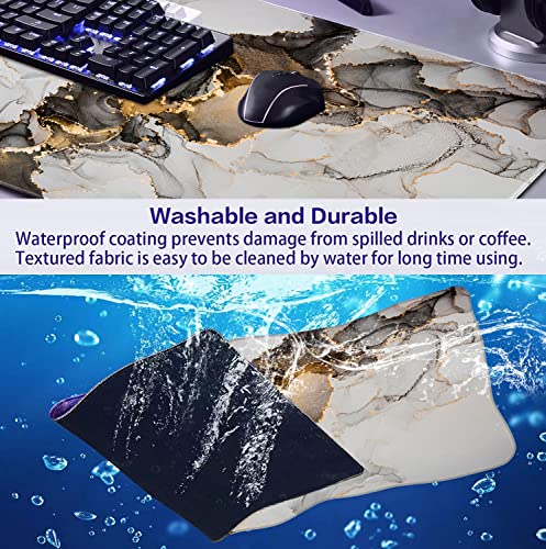 Large Expanded Marble Patterned Mouse Pad, Non Slip Rubber Keyboard Pad | Large Extended Mouse Pad; Full Desk Coverage; Waterproof Coating; Stable Anti-Slide Base For Gaming, Office, Study Daily Use - color: Marble