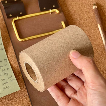 Rustic Hanging Memo Board with 1 Khaki Gray Paper Roll – Vintage Wall Mounted Clipboard Notepad, Tear-Off Writing Pad for Notes, Menu Display, Café, Restaurant, Home and Office - style: Khaki Gray Board + 1 Roll