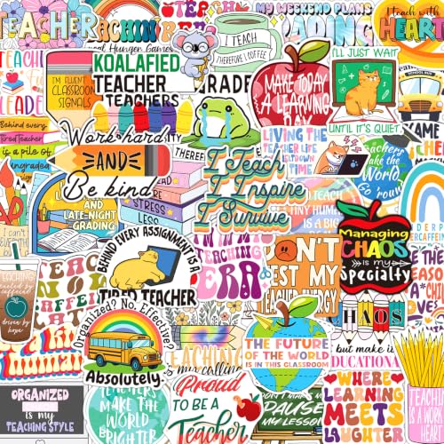 SigyoJeom 200PCS Funny Teacher Stickers, Waterproof Educator Quote Vinyl Stickers for Laptop Water Bottle Planner Journal, Teacher Appreciation Gifts Bulk for Adults Coworkers