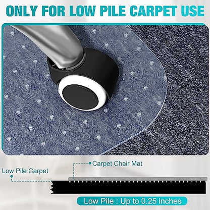 Office Chair Mat for Carpets, 48"x 60" Heavy Duty Clear Plastic Floor Protector, Non-Slip Computer Desk Chair Mat for Low Pile Carpeted Floors, Smooth Rolling Carpet Chair Mat for Home Office - size: 48" x 60"
