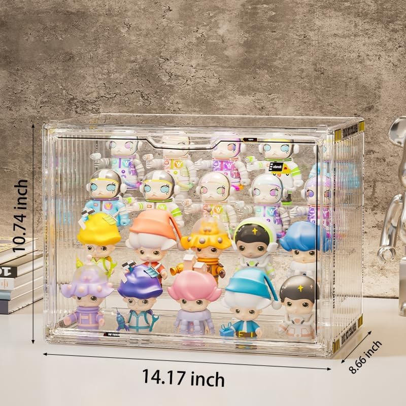 BOHOIDEE 4 Tiers Clear Display Case for Figures, Acrylic Storage Organizers Box with Magnetic Door, Large Dustproof Showcase for Collectibles Action Figure - size: Tabletop Large