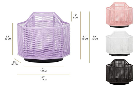 Exerz Desk Organiser/Mesh Desk Tidy Candy/Pen Holder/Multifunctional Organiser 360 Rotating - color: Light Purple