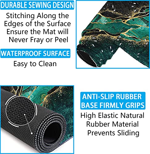 LATEEFAH Desk Mat, Mouse Pad with Wrist Rest, 4-in-1 Large Mouse Pads for Desk, Ergonomic Mouse Pad and Keyboard Wrist Rest Gaming Keyboard Mat for Office, Home - color: 4Pcs-Gold Green Marble