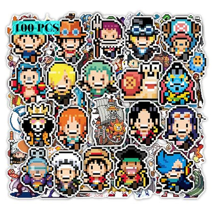 Pounchi Cool Pixel Anime Stickers (100 Pcs) | Anime Gaming PVC Sticker, Gifts for Laptop Water Bottle Skateboard Party Supplies Decorations Teens Kids