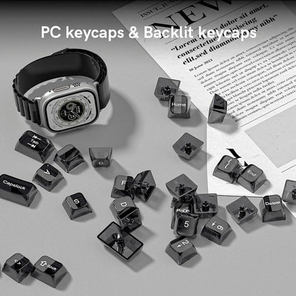 dagaladoo Clear keycaps,Transparent Keyboard keycaps,Jelly Key caps Set,Shine Through keycap,MDA Profile Keyboard caps for Mx Switches Mechanical Keyboard(Black Grey,115-keys) - color: Black Grey