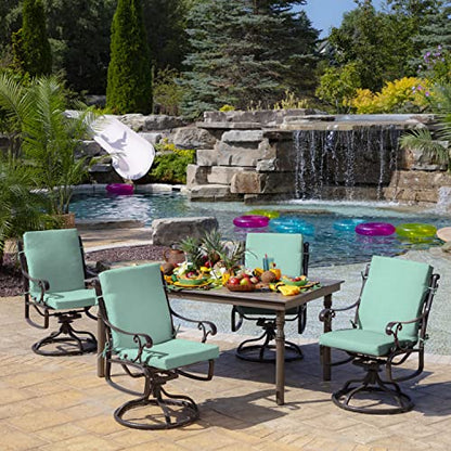 Arden Outdoor Midback Chair Cushion, 18 x 16.5, Aqua Leala - color: Aqua Leala