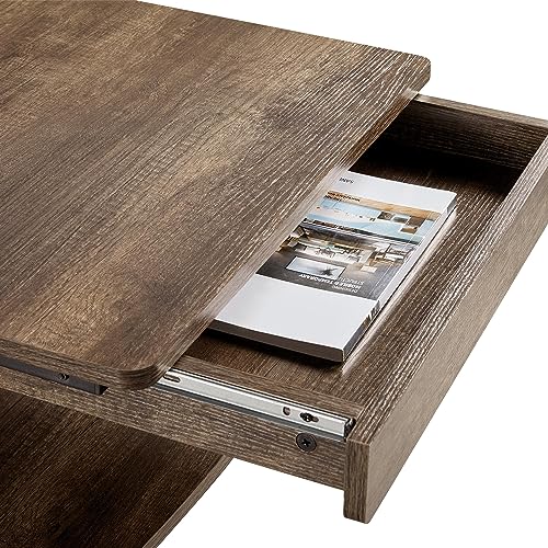 Yaheetech Small Rolling Computer Desk with Storage Drawer, Rolling Home Office Computer Desk with Keyboard Tray, Laptop Desk with Wheels and Drawer, Taupe Wood - color: Taupe Wood