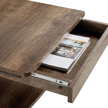 Yaheetech Small Rolling Computer Desk with Storage Drawer, Rolling Home Office Computer Desk with Keyboard Tray, Laptop Desk with Wheels and Drawer, Taupe Wood - color: Taupe Wood