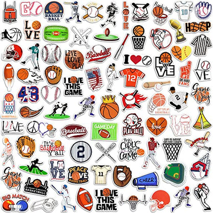 Basketball and Football Stickers for Kindle Kids Sports Stickers Water Bottles Scrapbook Book Waterproof(115 Pcs) - style: Cartoon