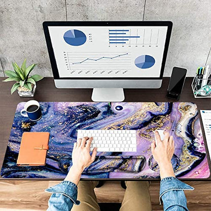 LATEEFAH Desk Mat, Mouse Pad with Wrist Rest, 4-in-1 Large Mouse Pads for Desk, Ergonomic Mouse Pad and Keyboard Wrist Rest Gaming Keyboard Mat for Office, Home - color: 4Pcs-Purple Marble