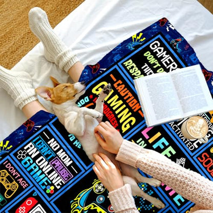 Gamer Gifts, Gifts for Gamers, Gaming Blanket 60"x50", Gamer Gift for Men Man Boys Teen Boyfriend Husband, Video Gamers Gift Ideas for Birthday Fathers Day Christmas Valentines Day Anniversary