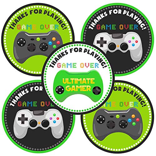 Video Game Thank You Stickers, Birthday Party Favor Labels, Set of 30 | Video Game Party, Gamer Birthday, Favor Bags, Goodie Bags, Treat Bags, Gift Bags, Envelope Seals, Game Controller, Gaming
