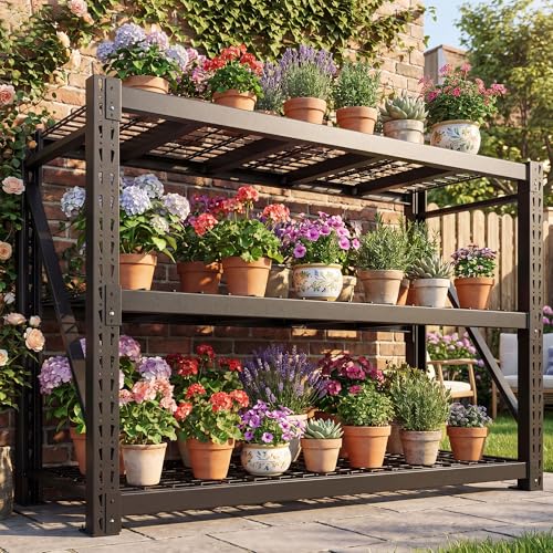 Bepatio 8250LBS Heavy Duty Garage Shelving,Storage Shelves Industrial Metal Shelving, 3-Tier Adjustable Shelves for Factory Warehouse Shop Storage Room 24" D × 60" W × 66" H, Black - size: 60"W x 24"D x 66"H, 3-Tier