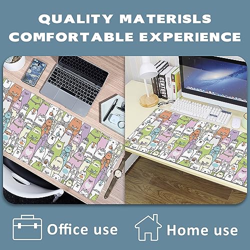 Extended Gaming Mouse Pad Colorful Cats Large Mousepad with Stitched Edges,Anti-Slip Rubber Base Keyboard Mouse Mat Desk Pad for Gaming Home Office 35.4 x 15.7 inches - color: Colorful Cats