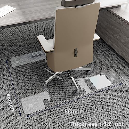Easly 46" x 55" Chair Mat for Carpet - Office Chair Mat - Tempered Glass Floor Mat for Home/Office/Carpet Clear Computer Floor Mat - with 4 Anti-Slip Pads - color: Transparent, size: 55"L x 46"W