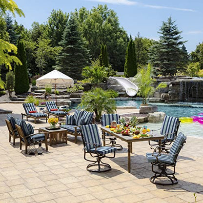 Arden Outdoor Midback Chair Cushion, 18 x 16.5, Water Repellent, Fade Resistant 18 x 16.5, Sapphire Aurora Blue Stripe - color: Sapphire Aurora Blue Stripe