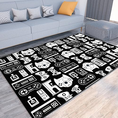 Game Rug Teen Boys Carpet with Game Controller Decoration, Video Gaming Rugs for Boy’s Bedroom Living Room Playroom, Non-Slip Gamer Carpet Children Gaming Area Rugs (Game 2, 79" x 59") - color: Game 2, size: 4'11" x 6'7" (Rectangular)