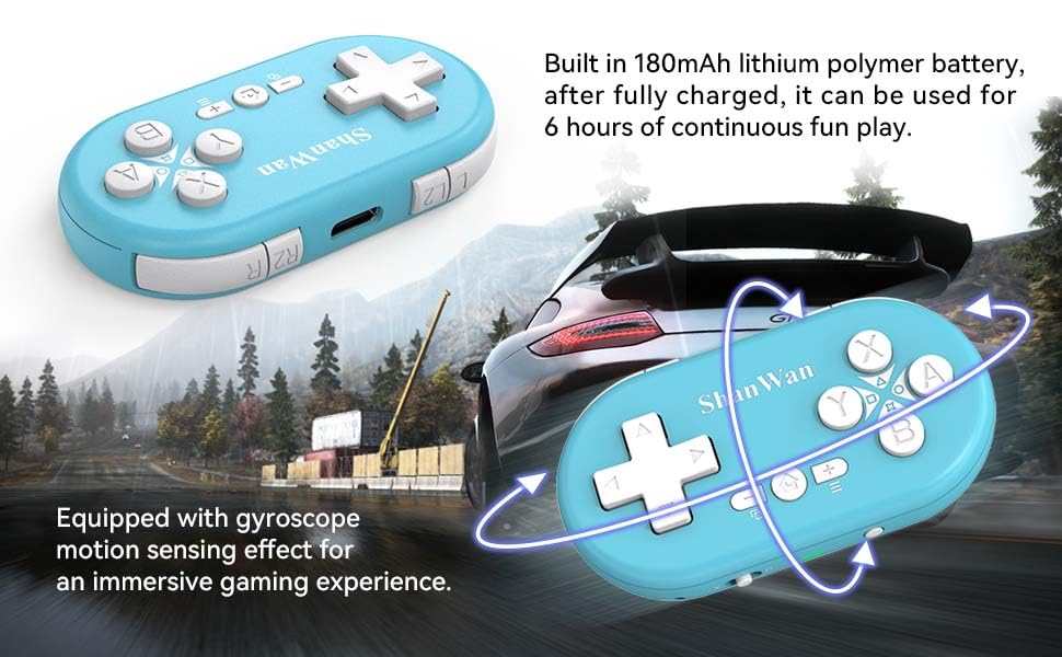 ShanWan Bluetooth Gamepad Keychain Sized Mini Controller for Switch, Windows, Android, iOS & PS4（Kabrilan） - color: Kabrilan
