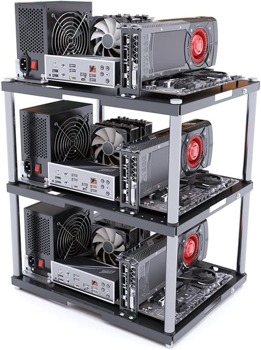 Stackable Open Air Computer Case Rack – Modular PC Frame Chassis for ATX/MATX/ITX Motherboards, Ideal for Studio, Mining Rig, DIY Builds