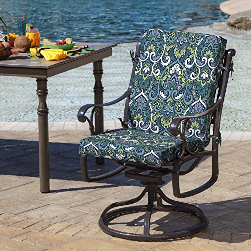 Arden Outdoor Midback Chair Cushion, 18 x 16.5, Water Repellent, Fade Resistant 18 x 16.5, Sapphire Aurora Blue Damask - color: Sapphire Aurora Blue Damask