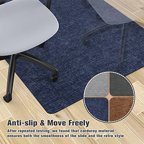 Placoot Desk Chair Mat for Hardwood Floor Corduroy Surface 1/6" Thick 55"x35" Office Chair Mat for Rolling Chairs-100% Large Anti-Slip Backing Under Desk Low-Pile Office Rug Floor Mat for Office/Home - color: Corduroy-blue, size: 55" x 35"
