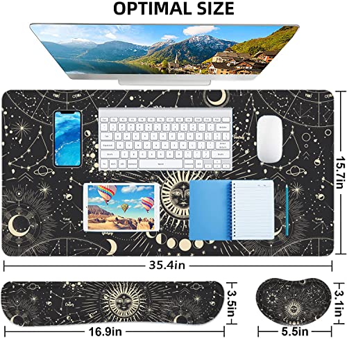 LATEEFAH Desk Mat, Mouse Pad with Wrist Rest, 4-in-1 Large Mouse Pads for Desk, Ergonomic Mouse Pad and Keyboard Wrist Rest Gaming Keyboard Mat for Office, Home - color: 4Pcs-Sun