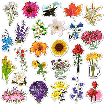 Flower Stickers for Kindle Girls Flower Stickers for Water Bottles Laptop Scrapbook Book Waterproof(50 Pcs) - style: Flower Stickers