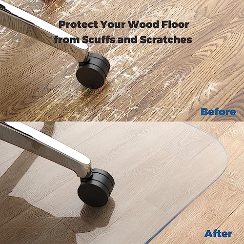 Yecaye Office Chair Mat for Hardwood Floor, Clear Computer Desk Chair Mat, PVC Heavy Duty Floor Protector for Rolling Chairs, 1.7mm Thick Chair Mat (Transparent, 46" x 60" x0.07'') - size: 46" x 60" x 0.07''