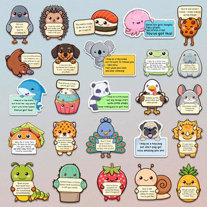100PCS Emotional Support Animal Stickers by Puraesla– Affirmation Sticker Pack for Adults or Kids Cute Inspirational Buddies for Water Bottles, Laptops, Phones, Positive Quote Vinyl - size: M - 100PCS