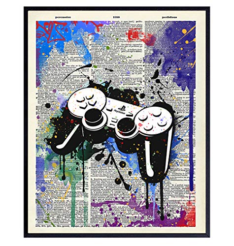Gaming Wall Decor 11x14 - Game Room Poster - Gamer Gifts for Men Teens | Gaming Posters For Boys Room, PS4 Wall Art, Arcade Decor, Teen Boy Bedroom, Dorm Decor, Rec Room Sign, Birthday Gift - size: 11"L x 14"W