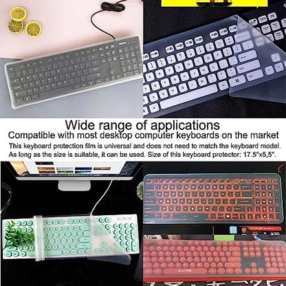 Universal Clear Desktop Computer Keyboard Protection Skin Protector Cover for PC 104/107 Keys Standard Keyboard,Ultra Thin Desktop PC Silicone Waterproof Dustproof Keyboard Cover (Type B)