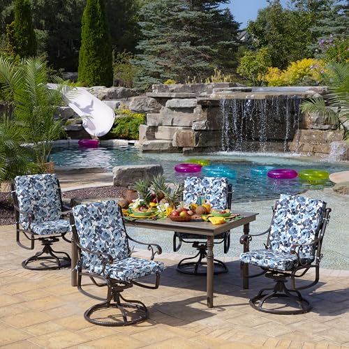 Arden Outdoor Midback Chair Cushion, 18 x 16.5, Rain-Proof, Fade Resistant Blue Garden Floral - color: Blue Garden Floral
