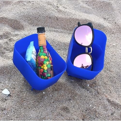 Sand Beach Drink Holder for Sand Beach Drink Cup Holder with Pocket Beach Sand Coasters Drink Cup Holders for Travel Multicolor 2 Pack Color Deep Blue - color: DEEP BLUE/DEEP BLUE