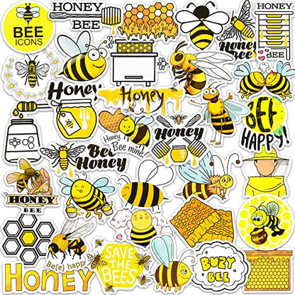 DETICKERS Cute Bee Party Favor Stickers for Kids 50 PCS Honey Bee Water Bottle Stickers Waterproof Vinyl Classroom Rewards Gifts for Kids - style: Bee