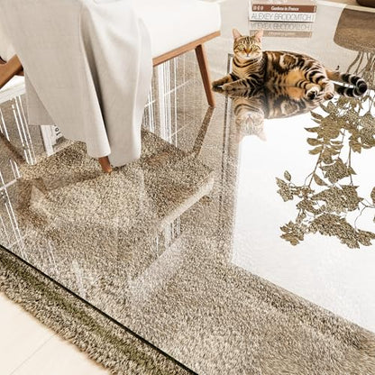 Tempered Glass Chair Mat 48"x36" – Ultra-Clear Office Chair Mat for Hardwood Floors & Low-Pile Carpets – Heavy-Duty 0.2" Scratch-Resistant Surface with Non-Slip Pads – Supports 1,000 lbs - size: 48"x36"